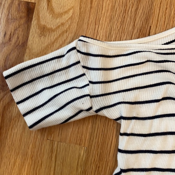 WinWin Cold Shoulder Dress White with Navy Stripes - Picture 5 of 7